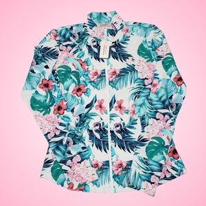 Tommy Bahama Golf & Tennis Zip-Up Long Sleeve Top Small Floral Tropical Vacation